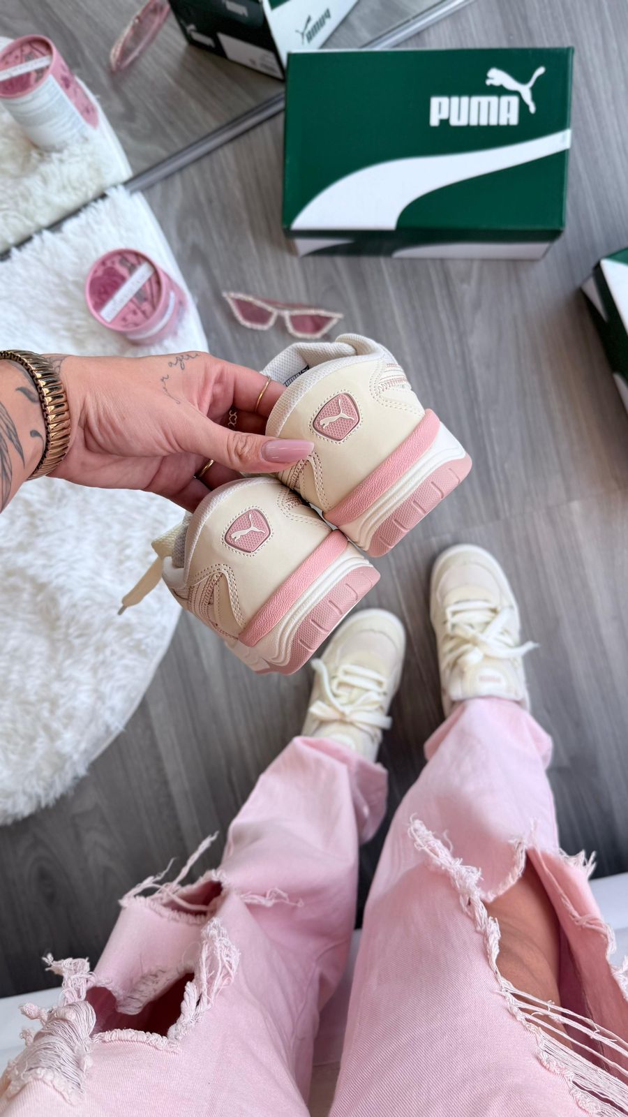 Tênis P180 Prime - Creme com Rosa