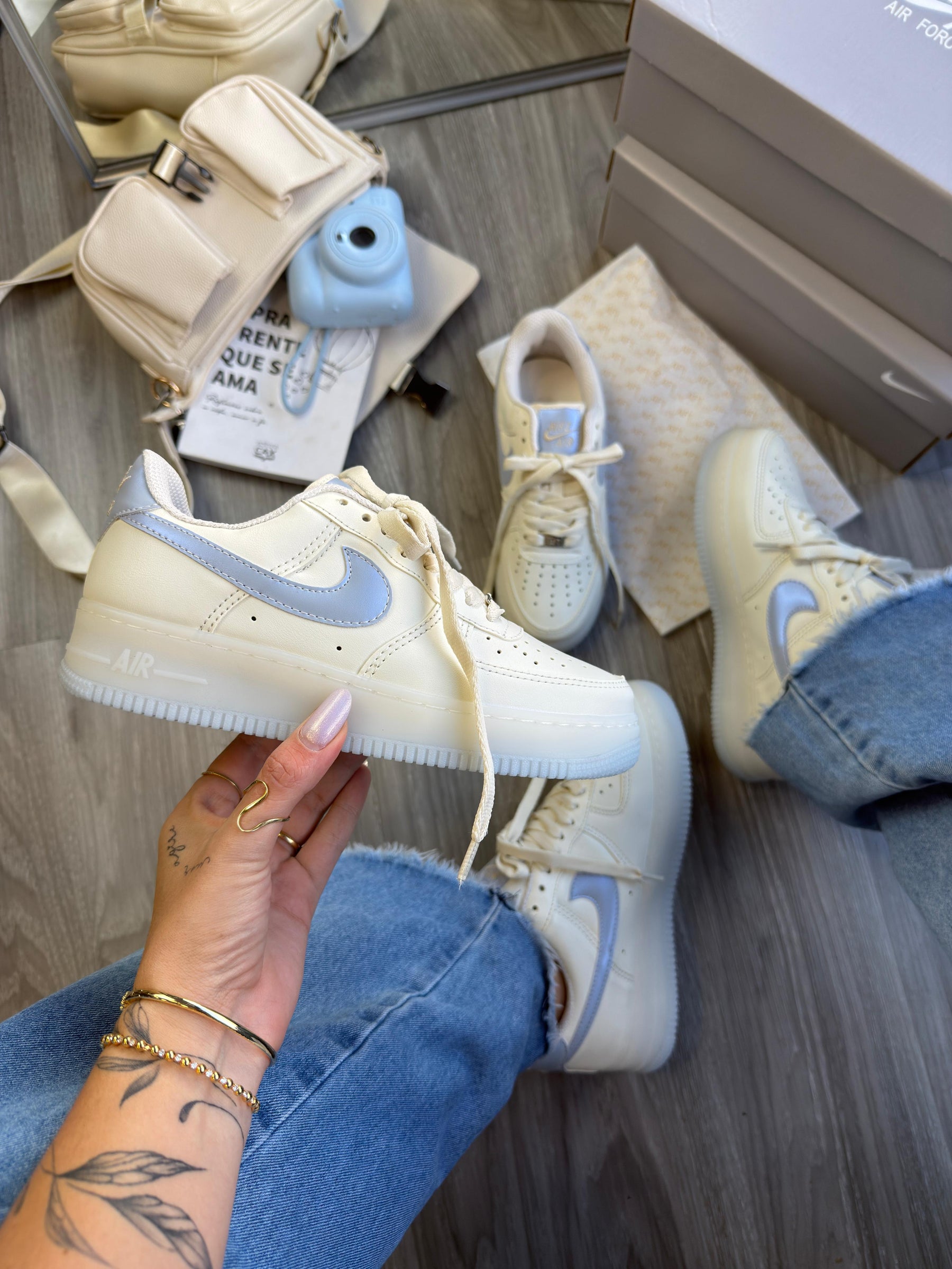 Tênis AF1 - Blue Metalic