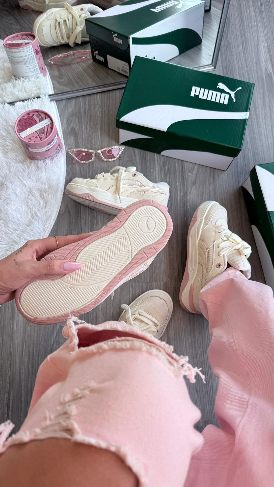 Tênis P180 Prime - Creme com Rosa