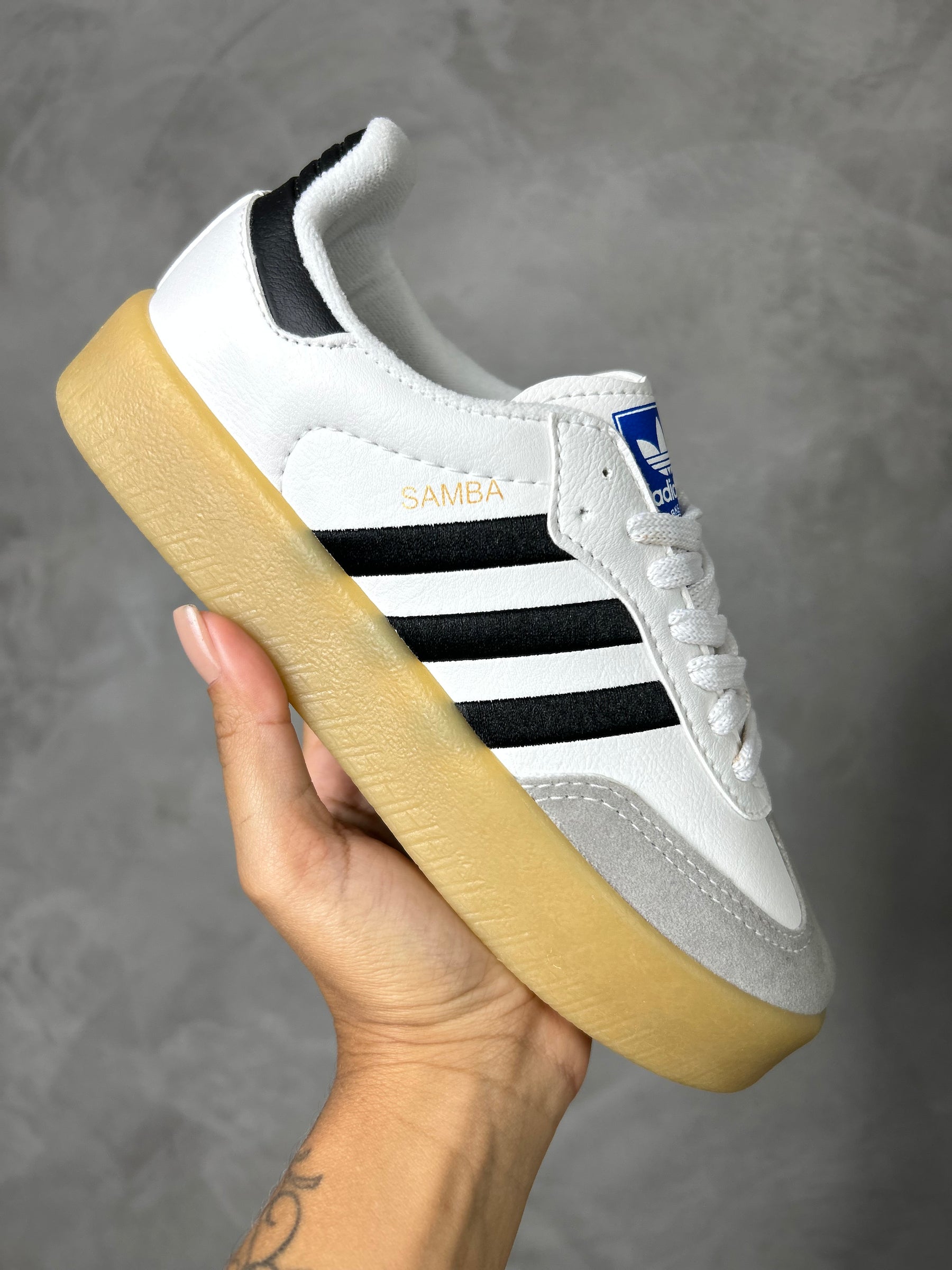 Tênis SMB Plataforma - Branco e Preto - Couro Eco