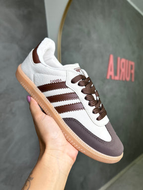 Tênis SMB - Off e Café - Couro Eco