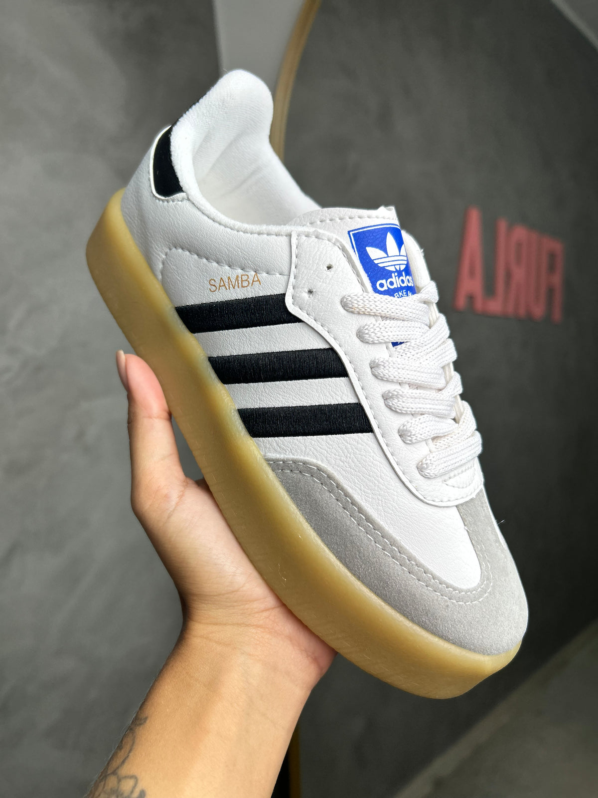 Tênis SMB Plataforma - Branco e Preto - Couro Eco