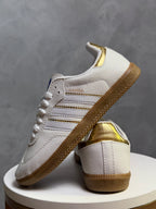 Tênis SMB - Branco e Dourado - Couro Eco