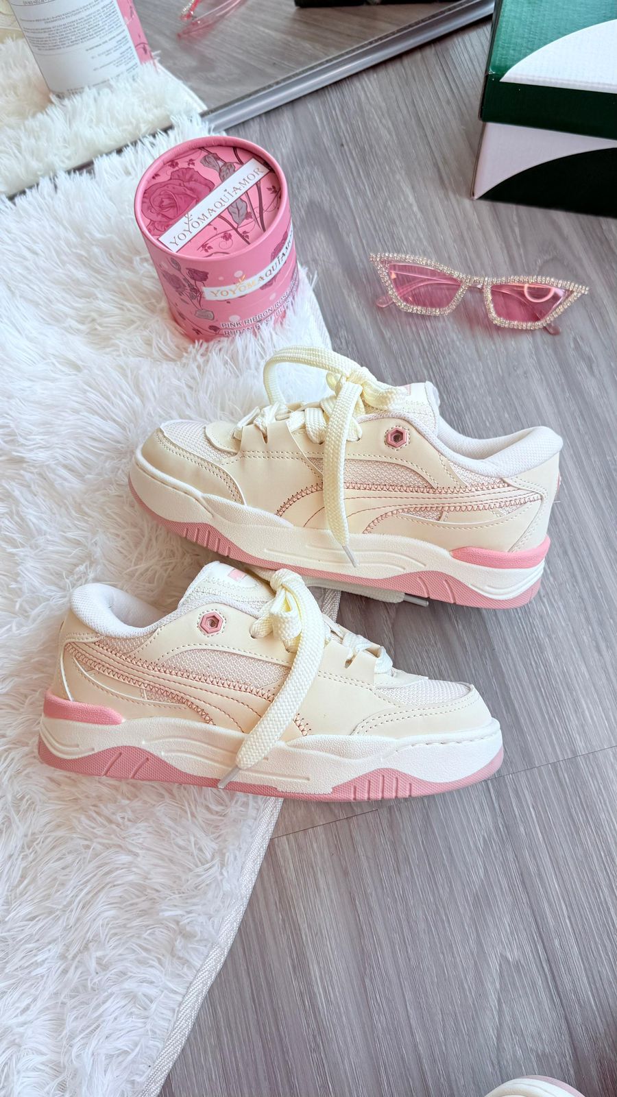 Tênis P180 Prime - Creme com Rosa